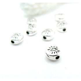 Perles Intercalaires Œil de la Protection 6 x 3 mm – Métal – Argent Antique
