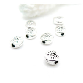 Perles Intercalaires Œil de la Protection 6 x 3 mm – Métal – Argent Antique