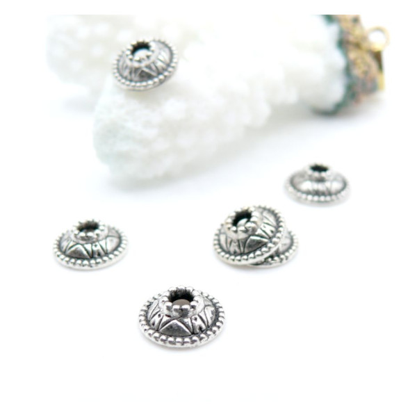 Coupelles Calottes Caps RAJAH Métal Argent Antique
