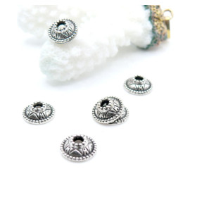 Coupelles Calottes Caps RAJAH Métal Argent Antique