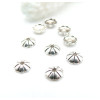 Calottes Coupelles Fleurs Coquille 6mm Métal Argent Vieilli