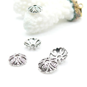 Coupelles Calottes Fleur 10mm Argent Antique