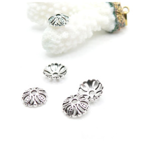 Coupelles Calottes Fleur 10mm Argent Antique
