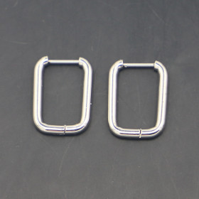 Créoles Ovales Rectangle 20 mm – Épaisseur 2.5 mm – Acier Inoxydable 304 – Finition Argentée