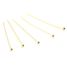 Tiges Têtes Rondes 25mm 0.5mm – Acier Inoxydable Doré à l'or fin 18K