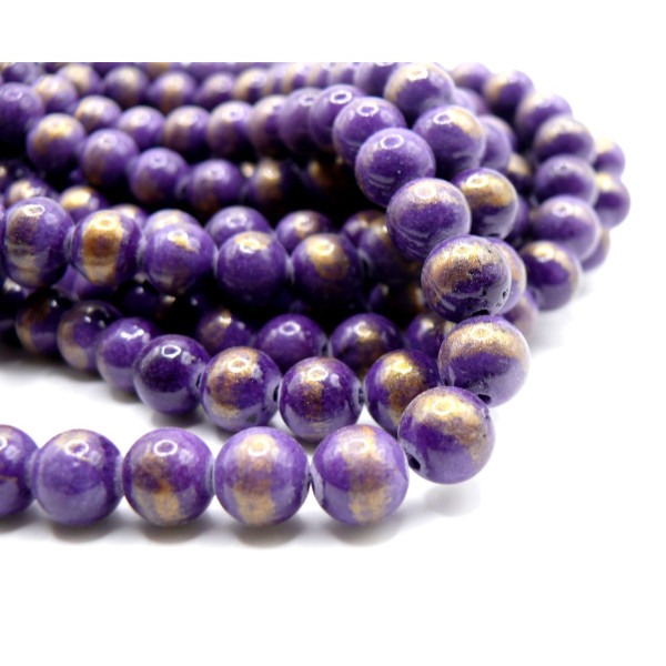 Perles Jade Mashan Rondes 8mm – VIOLET mordoré