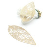 Pendentifs,  Estampes Feuille ajourée  64 mm, Acier Inox 304  Doré à l’Or fin 18K