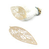 Pendentifs,  Estampes Feuille ajourée  64 mm, Acier Inox 304  Doré à l’Or fin 18K