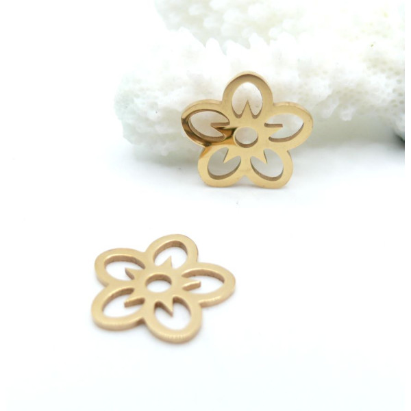 Pendentifs Connecteurs Fleur 16 mm – Acier Inox 304 – Doré
