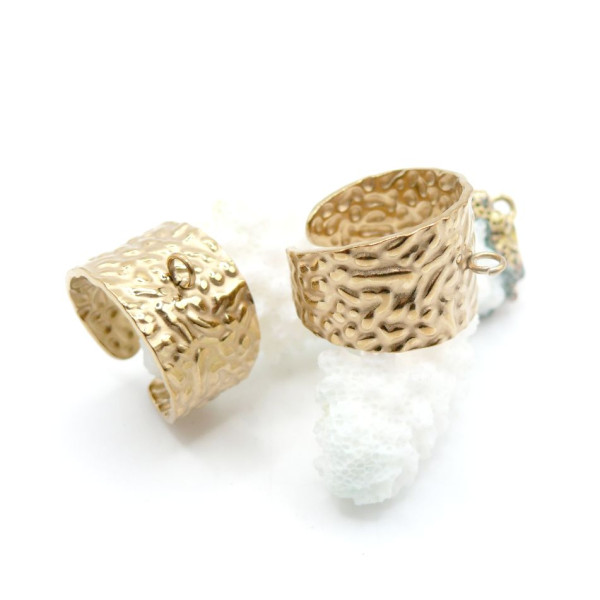 Support de Bague Martelé 14 mm avec Anneau – Acier Inox 304 – Doré
