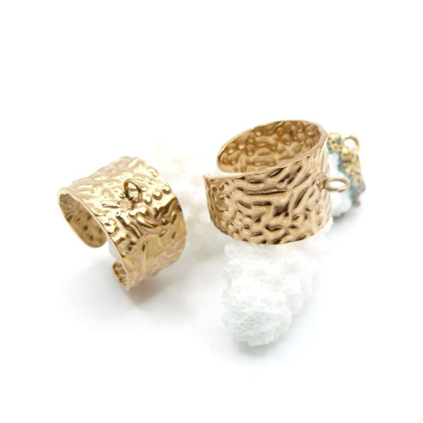 Support de Bague Martelé 14 mm avec Anneau – Acier Inox 304 – Doré