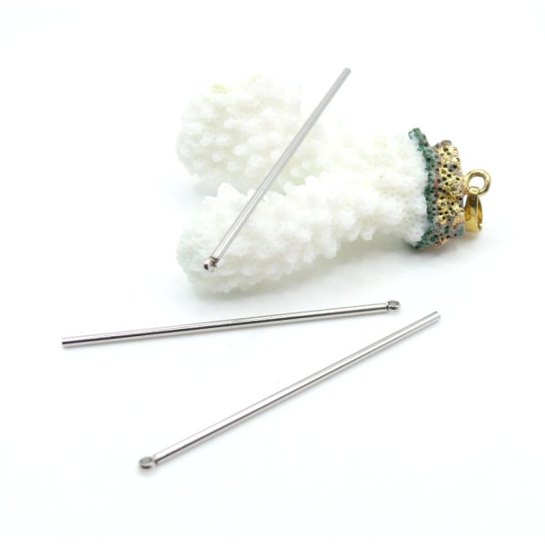 Pendentifs Tige Tube 52 mm – Acier Inoxydable Argenté