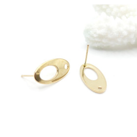 Boucles d’oreilles Puce Ovales Travaillées  avec trou– Acier Inoxydable 304 – Finition dorée