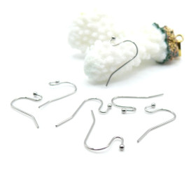 Boucles d'oreille crochet avec bille – Acier Inoxydable 304 Argent Platine