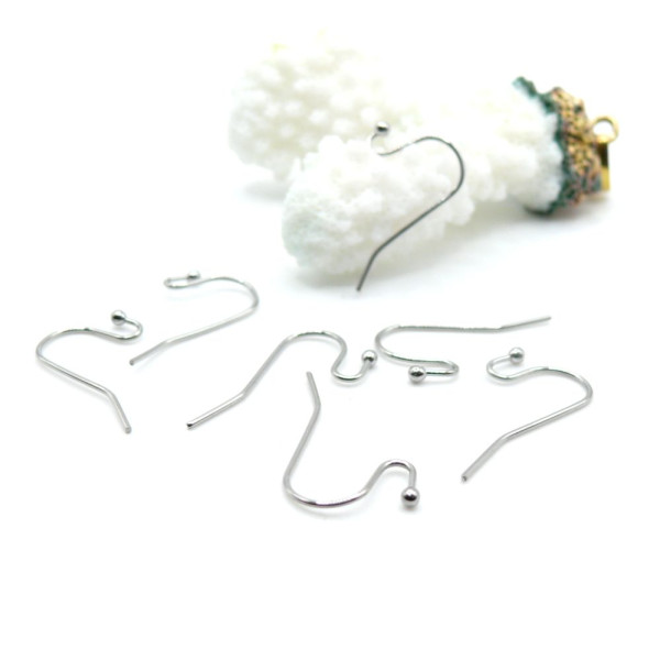 Boucles d'oreille crochet avec bille – Acier Inoxydable 304 Argent Platine