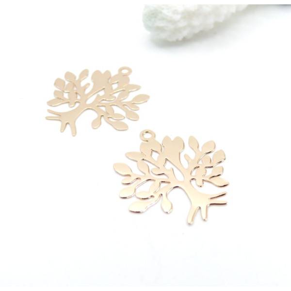 Estampes Pendentifs Filigrane Arbre 23 mm – Laiton Doré