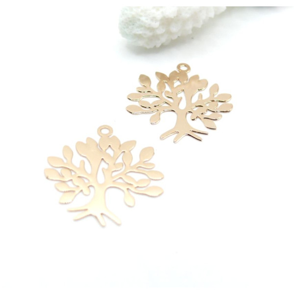 Estampes Pendentifs Filigrane Arbre 23 mm – Laiton Doré