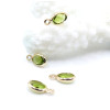 Pendentifs Ovale 9 mm  en verre facetté,  Acier Inox 304  Doré à l’or fin 18K