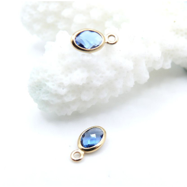 Pendentifs Ovale 9 mm  en verre facetté,  Acier Inox 304  Doré à l’or fin 18K