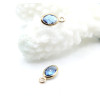 Pendentifs Ovale 9 mm  en verre facetté,  Acier Inox 304  Doré à l’or fin 18K