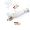 Pendentifs Ovale 9 mm  en verre facetté,  Acier Inox 304  Doré à l’or fin 18K