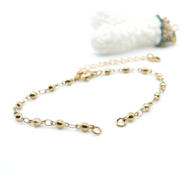 Bracelet Intercalaire Maille Bille avec Chaîne de Confort Cœur – Acier Inox 304 – Doré