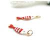 Pendentif avec anneau Poisson Émaillé 18,5 mm – Acier Inoxydable 304 Doré à l’or fin 18K, IONIQUE