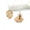Boucles d'oreilles Puce Hexagone Martelée 13mm – Acier inoxydable 304 Doré 18K IONIQUE