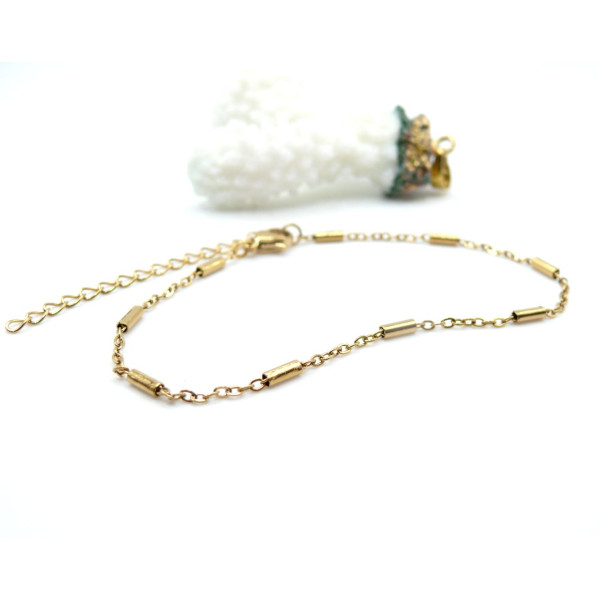 Bracelet Maille Tube 5 mm – Acier Inox 304 – Doré IONIQUE
