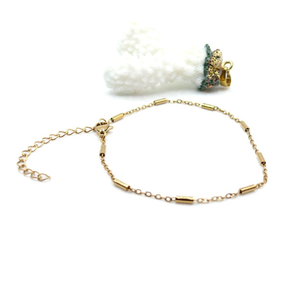 Bracelet Maille Tube 5 mm – Acier Inox 304 – Doré IONIQUE