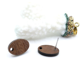 Boucles d’oreilles Puce Ovale avec trou 16x10 mm – Bois – Sans embouts