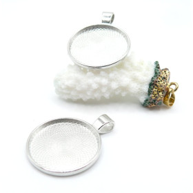 Supports de pendentif rond 25mm – Métal Argent Antique Qualité Extra