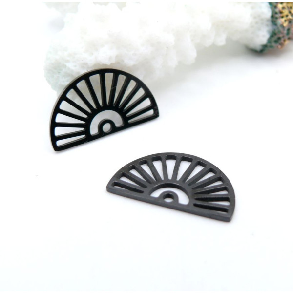 Pendentifs  Éventail 18 mm – Acier Inoxydable 304 NOIR