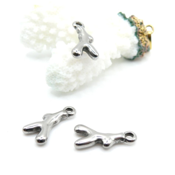 Pendentifs Corail 18 mm – Acier Inoxydable 304 Argenté