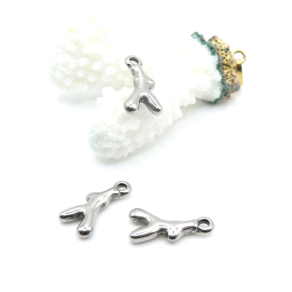 Pendentifs Corail 18 mm – Acier Inoxydable 304 Argenté
