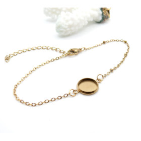 Supports de Bracelet Maille Satellite  et Trombone pour Cabochon 12 mm – Acier Inoxydable 304 Doré