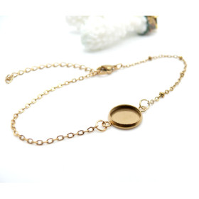 Supports de Bracelet Maille Satellite  et Trombone pour Cabochon 12 mm – Acier Inoxydable 304 Doré