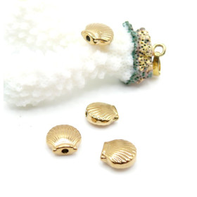 Perles Intercalaires Coquille Saint-Jacques 9 mm – Acier Inox 304 – Doré à l’Or fin 18K