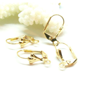 H11F824006G – Lot de 2 Boucles d’oreille dormeuses simples à attache 16mm – Laiton Doré à l’or fin 18K