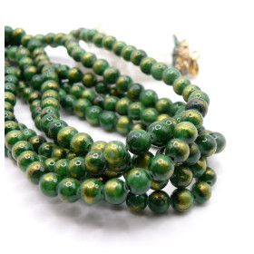 Perles Jade Mashan Rondes 4mm – VERT FONCE mordoré