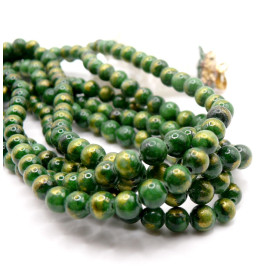 Perles Jade Mashan Rondes 4mm – VERT FONCE mordoré