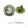 Supports de Bague ARTY Art Déco 20mm Bronze et 4 Cabochons Verre 20mm