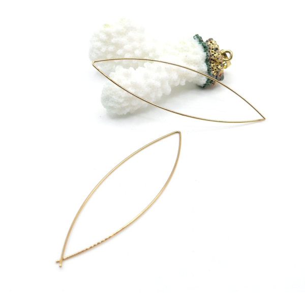Boucles d’ oreilles Dormeuses Grand crochet forme Poisson 60 mm – Acier Inoxydable 304 Doré Placage Ionique IP