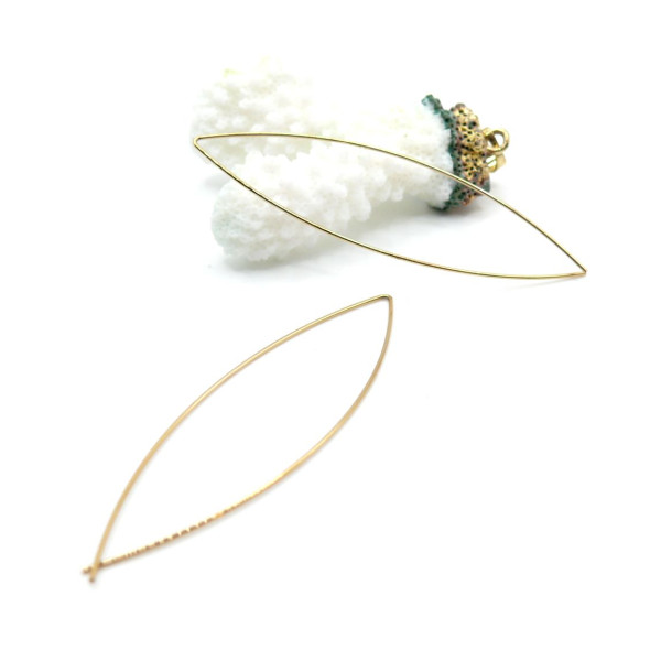 Boucles d’ oreilles Dormeuses Grand crochet forme Poisson 60 mm – Acier Inoxydable 304 Doré Placage Ionique IP
