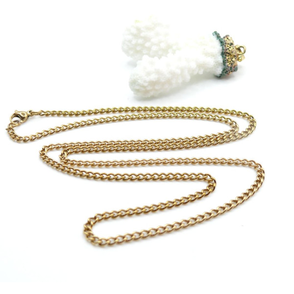 Collier, sautoir  60 cm, Maille Gourmette  4 par 2.8mm– Acier Inoxydable 304 Doré IONIQUE