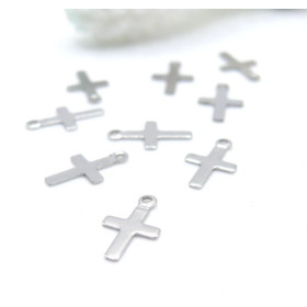 Pendentifs petites Croix 10mm – Acier Inoxydable 304 Argenté