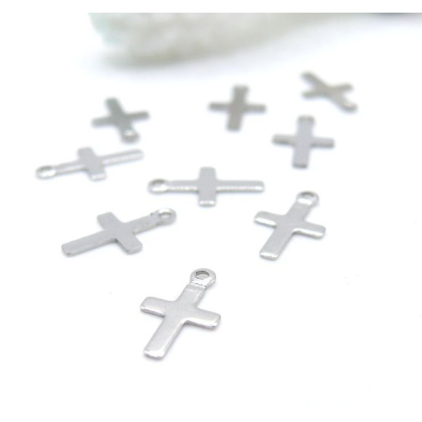 Pendentifs petites Croix 10mm – Acier Inoxydable 304 Argenté