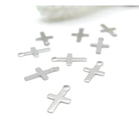 Pendentifs petites Croix 10mm – Acier Inoxydable 304 Argenté