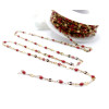 Chaîne Maille Navette avec Résine Émaillée ROUGE 10 × 4 mm – Acier Inoxydable 304 Doré IONIQUE