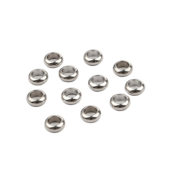 Perles Intercalaire Rondelle 4 par 2mm, Trou 2mm – Acier Inoxydable Argenté